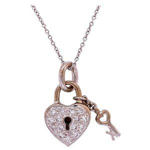 Diamond Lock and Key 18k Gold Necklace
